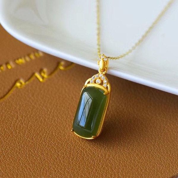 chains silver natural hetian jasper pendant necklace chinese style retro gold gilding craft charm minority design women's brand jewelry
chains silver natural hetian jasper pendant necklace chinese style retro gold gilding craft charm minority design women's brand jewelry