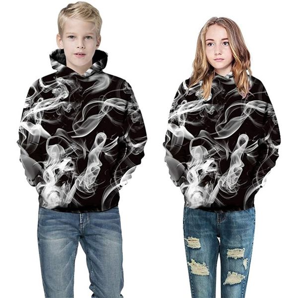 white smoke handsome novelty hoodie boys and girls 3d printing pullover hooded sweater with pocket 100-160, Black
white smoke handsome novelty hoodie boys and girls 3d printing pullover hooded sweater with pocket 100-160, Black