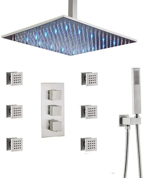 luxury thermostatic rain mixer shower system combo set led 12inch head with 6 body sprays and brass hand bathroom sets
luxury thermostatic rain mixer shower system combo set led 12inch head with 6 body sprays and brass hand bathroom sets