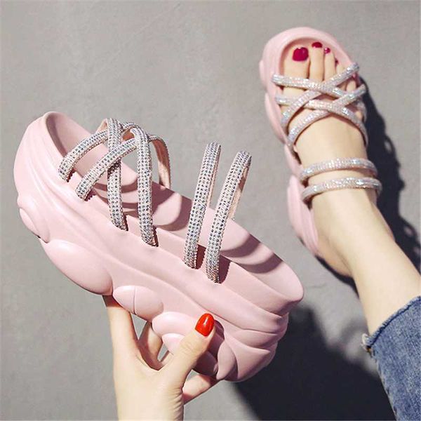 slope heel platform sandals women 2021 white summer fashion open toe increase wedge rhinestone slippers dual-purpose shoes, Black
slope heel platform sandals women 2021 white summer fashion open toe increase wedge rhinestone slippers dual-purpose shoes, Black