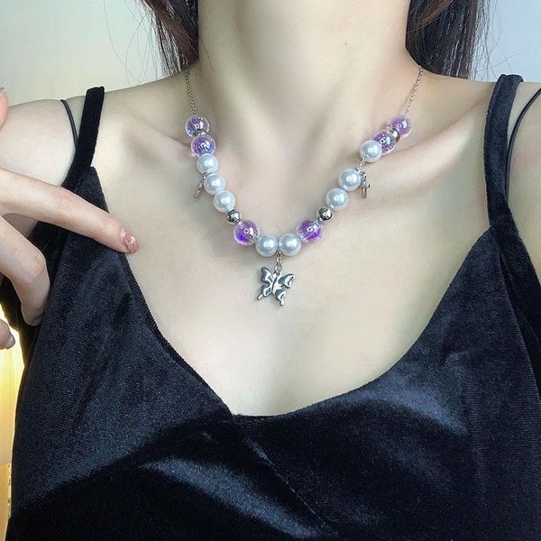 chains pearl necklace glitter round bead ball retro hip hop butterfly pendant women clavicle chain, Silver
chains pearl necklace glitter round bead ball retro hip hop butterfly pendant women clavicle chain, Silver