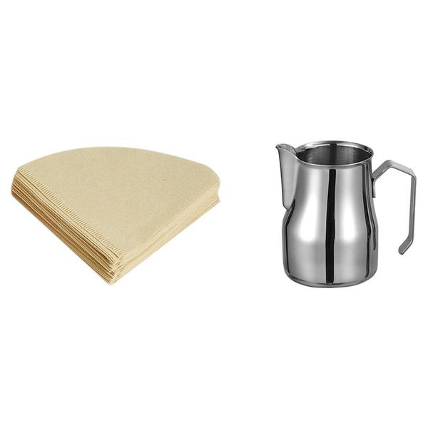 coffee filters 80pcs v shape filter paper cone 1-2cup & 1 pcs 500ml milk frothing jug stainless steel foamer mugs
coffee filters 80pcs v shape filter paper cone 1-2cup & 1 pcs 500ml milk frothing jug stainless steel foamer mugs