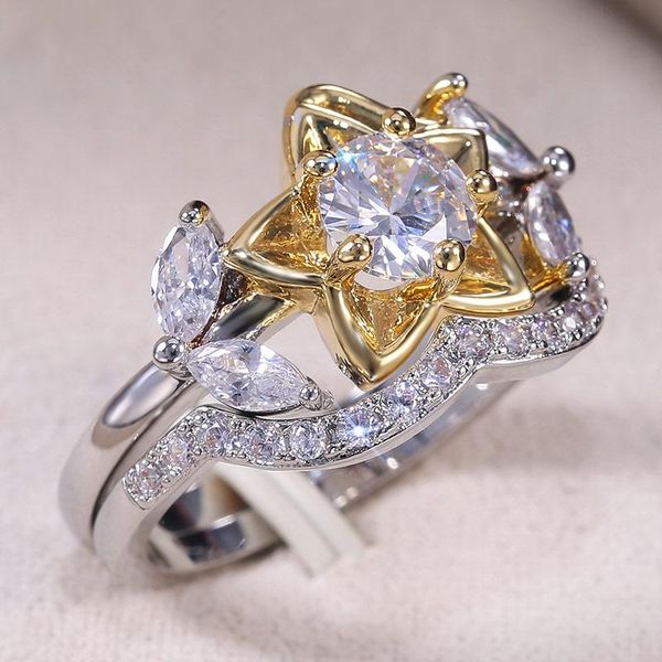 chic flower bridal set 2pc women finger rings dazzling crystal cubic zircon romantic girl engagement party wedding, Slivery;golden
chic flower bridal set 2pc women finger rings dazzling crystal cubic zircon romantic girl engagement party wedding, Slivery;golden