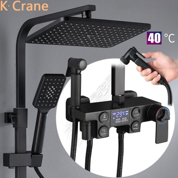 thermostatic shower set bathroom black digital system wall mount cold mixer bath faucet square head bathtub torneira sets
thermostatic shower set bathroom black digital system wall mount cold mixer bath faucet square head bathtub torneira sets