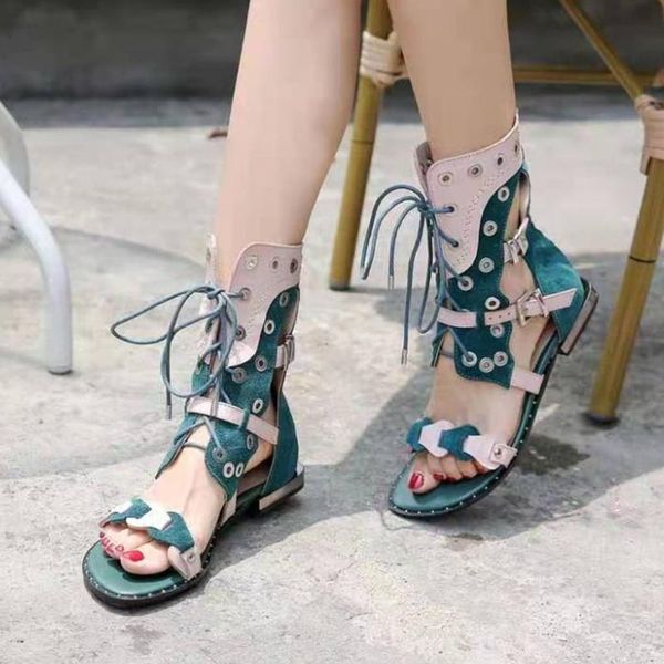 sandals women mixed color rivets studded shoes female gladiator outside casual flat woman hollow out lace-up flats, Black
sandals women mixed color rivets studded shoes female gladiator outside casual flat woman hollow out lace-up flats, Black