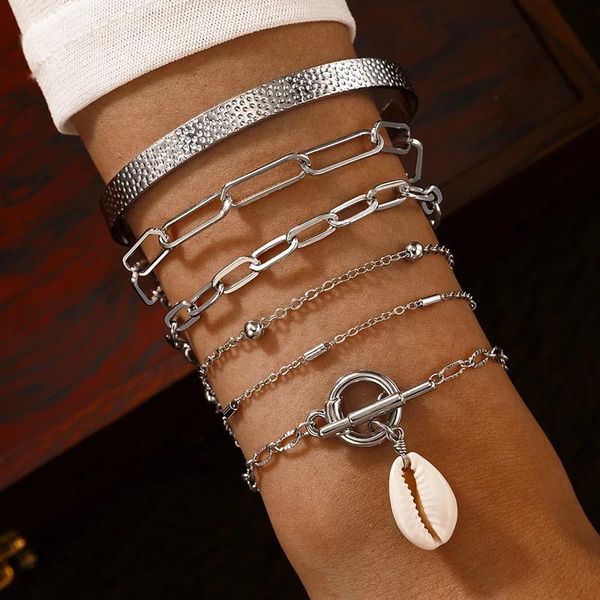 6pcs/sets bohemian shell silver color bracelets for women charms alloy metal adjustable jewelry accessories, Black
6pcs/sets bohemian shell silver color bracelets for women charms alloy metal adjustable jewelry accessories, Black