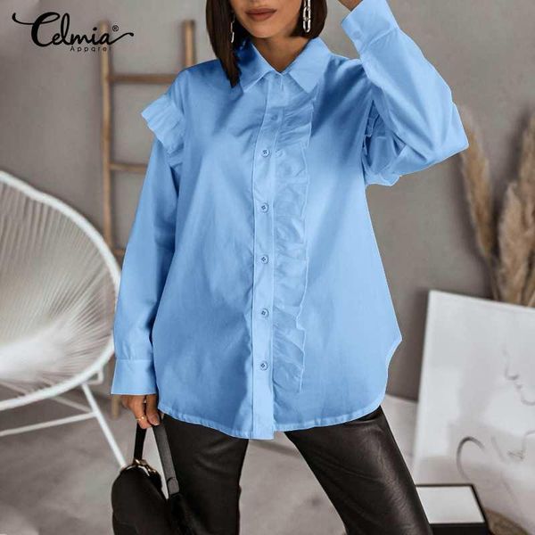 spring long sleeve ruffled women and blouses celmia fahsion lapel casual elegant ol shirts ladies buttons solid blusas women's &, White
spring long sleeve ruffled women and blouses celmia fahsion lapel casual elegant ol shirts ladies buttons solid blusas women's &, White