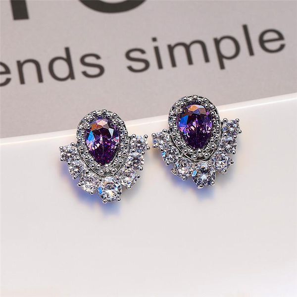 luxury female purple crystal stone earrings vintage rainbow zircon stud for women rose gold silver wedding, Golden;silver
luxury female purple crystal stone earrings vintage rainbow zircon stud for women rose gold silver wedding, Golden;silver