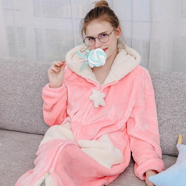 women's sleepwear autumn winter women zipper thick plush robe soft warm hooded pajamas sweet nightgown bathrobe girls' dressing, Black;red
women's sleepwear autumn winter women zipper thick plush robe soft warm hooded pajamas sweet nightgown bathrobe girls' dressing, Black;red