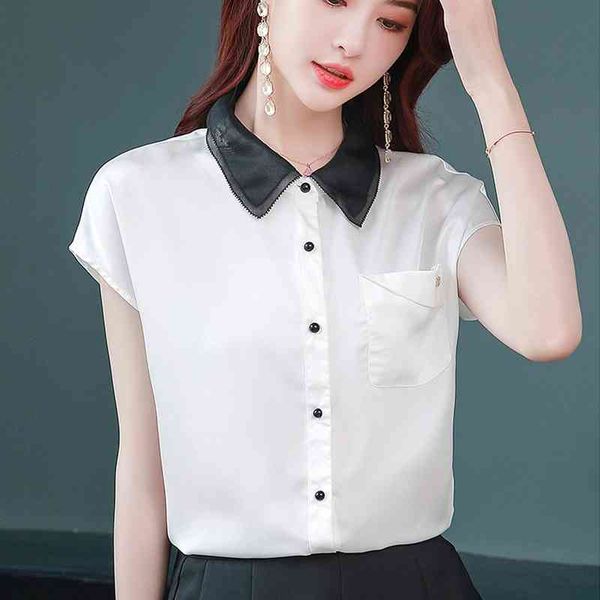 femininas chiffon blusas turn down collar pockets shirt women's summer half-sleeve blouses 198e 210420, White
femininas chiffon blusas turn down collar pockets shirt women's summer half-sleeve blouses 198e 210420, White