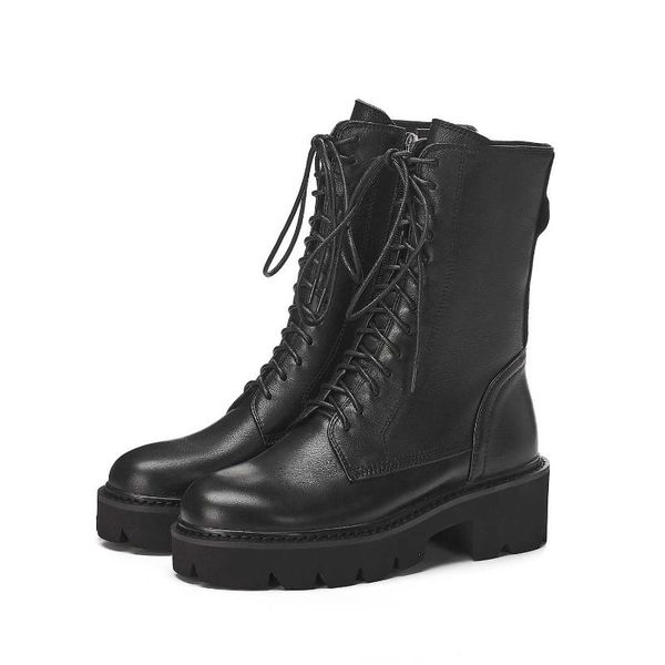 women ankle boots full grain leather retro round toe cross-tied med heels lace up, Black
women ankle boots full grain leather retro round toe cross-tied med heels lace up, Black