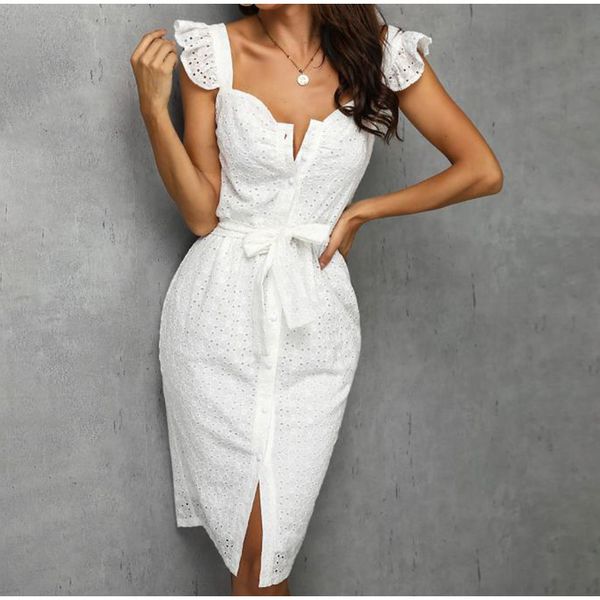 elegant white hollow out dresses women ruffles sleeveless lace belt female midi dresses 2020 summer fashion lady vestidos, Black;gray
elegant white hollow out dresses women ruffles sleeveless lace belt female midi dresses 2020 summer fashion lady vestidos, Black;gray