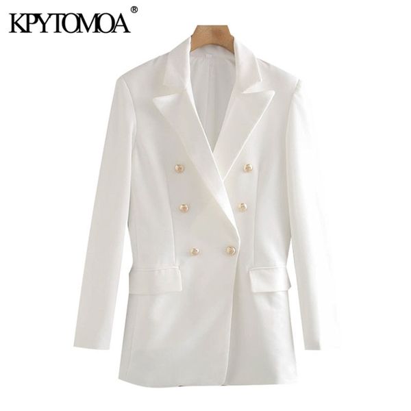 women fashion office wear double breasted blazers coat vintage long sleeve pockets female outerwear chic 210421, White;black
women fashion office wear double breasted blazers coat vintage long sleeve pockets female outerwear chic 210421, White;black