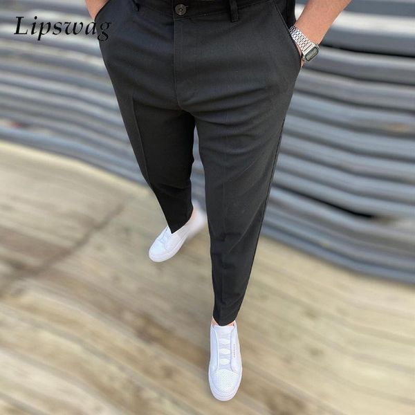 men's pants casual business men solid spring autumn fashion slim fit long trouser for men's mid waist buttoned design streetwear, Black
men's pants casual business men solid spring autumn fashion slim fit long trouser for men's mid waist buttoned design streetwear, Black