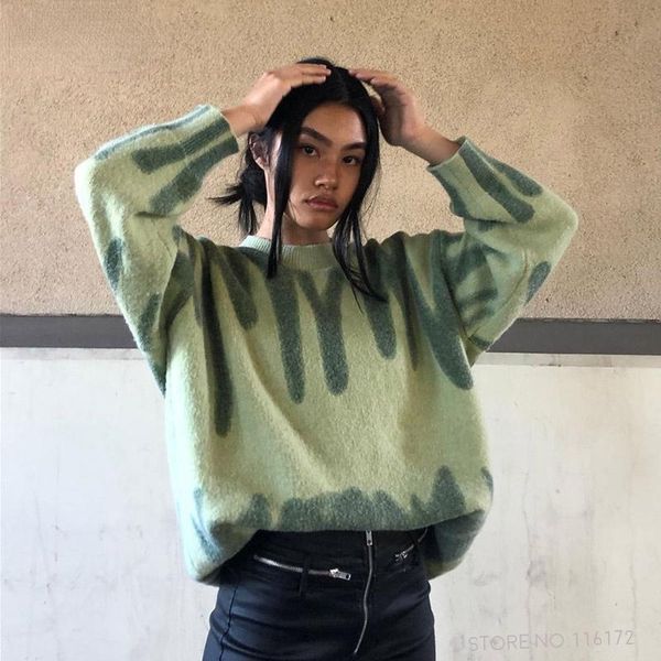 women's sweaters elegant green striped print oversized pullovers women winter o-neck loose long streetwear warm outerwear 2021, White;black
women's sweaters elegant green striped print oversized pullovers women winter o-neck loose long streetwear warm outerwear 2021, White;black