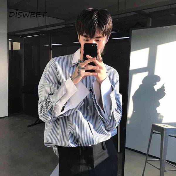 shirts striped solid lapel loose men korean long-sleeved single-breasted slim men's shirt, White;black
shirts striped solid lapel loose men korean long-sleeved single-breasted slim men's shirt, White;black