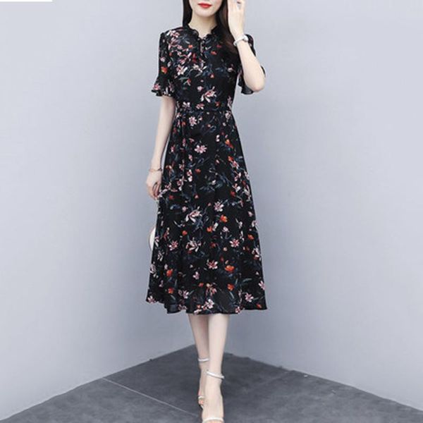 casual dresses large size women's bottoming dress waist cover belly age reduction floral chiffon 2021 spring summer vestidos l190, Black;gray
casual dresses large size women's bottoming dress waist cover belly age reduction floral chiffon 2021 spring summer vestidos l190, Black;gray