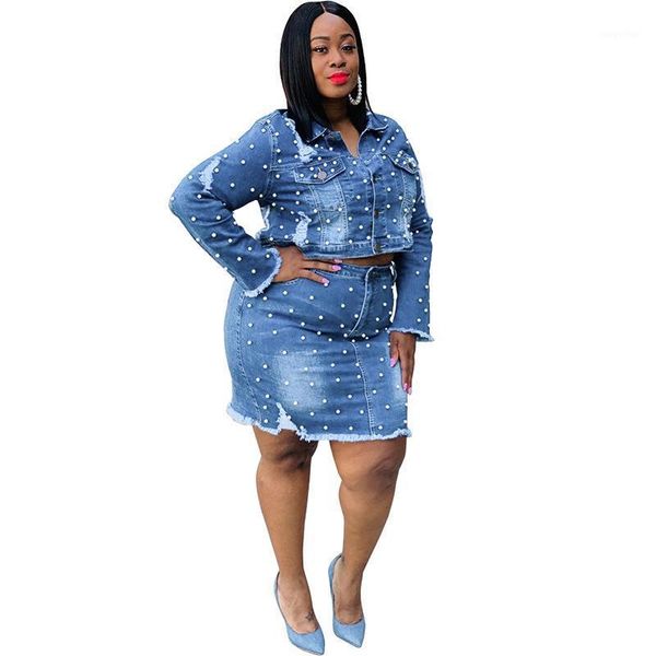 women's tracksuits plus size casual denim suit beaded washed holes to make old african women two-piece fashion s, Gray
women's tracksuits plus size casual denim suit beaded washed holes to make old african women two-piece fashion s, Gray