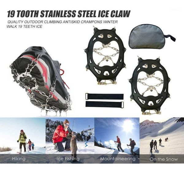 pair 19 studs stainless steel anti-slip outdoor climbing crampons winter ice snow over shoes cover fishing gripper spike cleat cords, slings
pair 19 studs stainless steel anti-slip outdoor climbing crampons winter ice snow over shoes cover fishing gripper spike cleat cords, slings