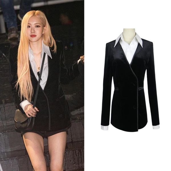 women's suits & blazers kpop rose korean women autumn v-neck coat single breasted long sleeve velvet office lady fashion black slim sui, White;black
women's suits & blazers kpop rose korean women autumn v-neck coat single breasted long sleeve velvet office lady fashion black slim sui, White;black