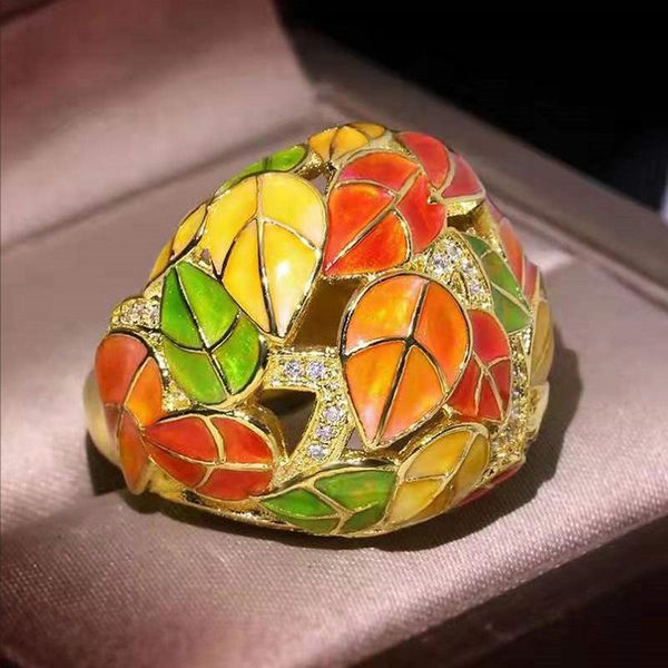 luxury green yellow multicolor leaves enamel wedding rings for women gold color vintage leaf anniversary gift ring boho jewelry, Slivery;golden
luxury green yellow multicolor leaves enamel wedding rings for women gold color vintage leaf anniversary gift ring boho jewelry, Slivery;golden