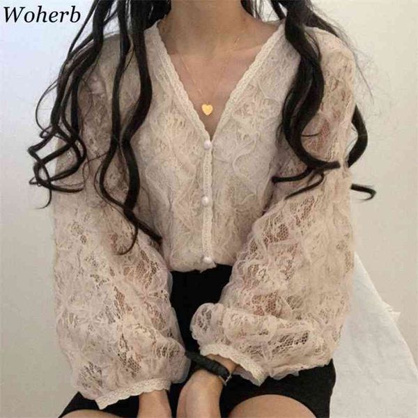 women blouse v-neck lace shirt womens and blouses korean summer casual lantern sleeve blusas 210519, White
women blouse v-neck lace shirt womens and blouses korean summer casual lantern sleeve blusas 210519, White