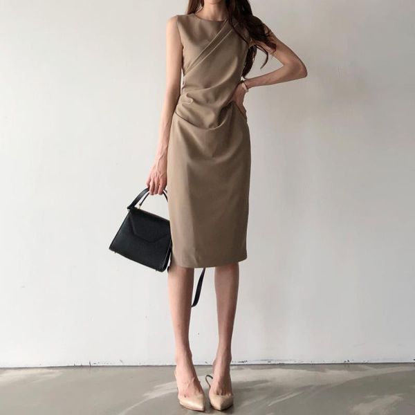 retro high waist dress female womens summer fashion sleeveless self cultivation bag hip slimming straight vestidos, Black;gray
retro high waist dress female womens summer fashion sleeveless self cultivation bag hip slimming straight vestidos, Black;gray