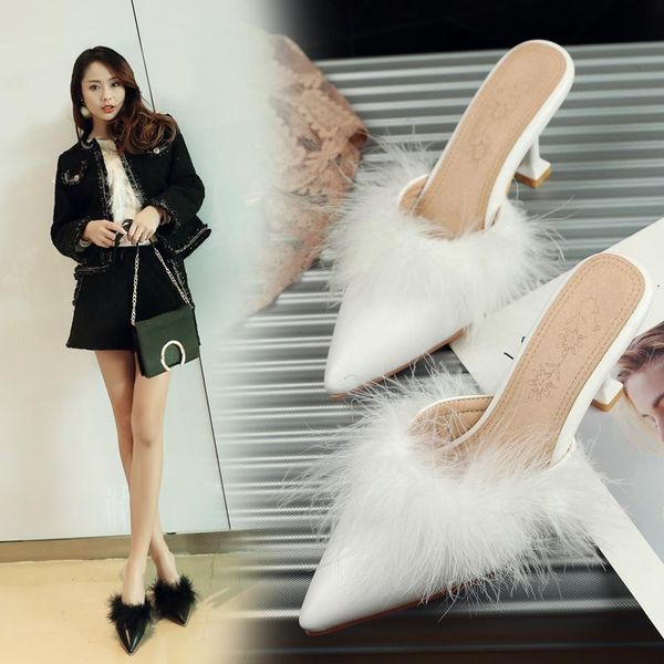 slippers korean pointed closed toe sandals ladies fur flipflops summer high heels mules slides modis pure feather plus size, Black
slippers korean pointed closed toe sandals ladies fur flipflops summer high heels mules slides modis pure feather plus size, Black