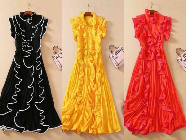 runway dresses european and american catwalk high-quality wood ear stitching pleated evening dress pz3p, Black
runway dresses european and american catwalk high-quality wood ear stitching pleated evening dress pz3p, Black
