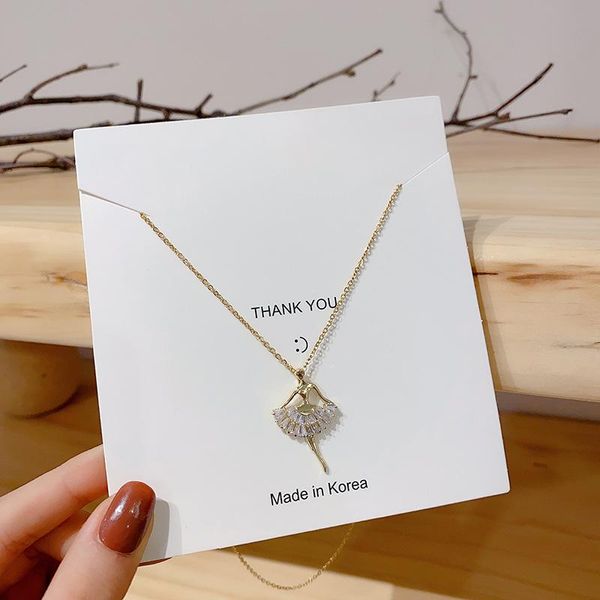 pendant necklaces ballerina micro-inlaid zircon creative design sense niche elegant temperament clavicle chain all-match jewelry, Silver
pendant necklaces ballerina micro-inlaid zircon creative design sense niche elegant temperament clavicle chain all-match jewelry, Silver