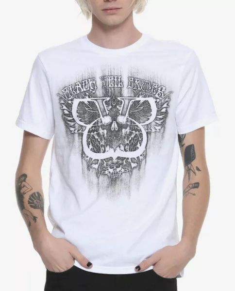 black veil brides winged skull t-shirt new 100% authentic & official, White;black 
black veil brides winged skull t-shirt new 100% authentic & official, White;black