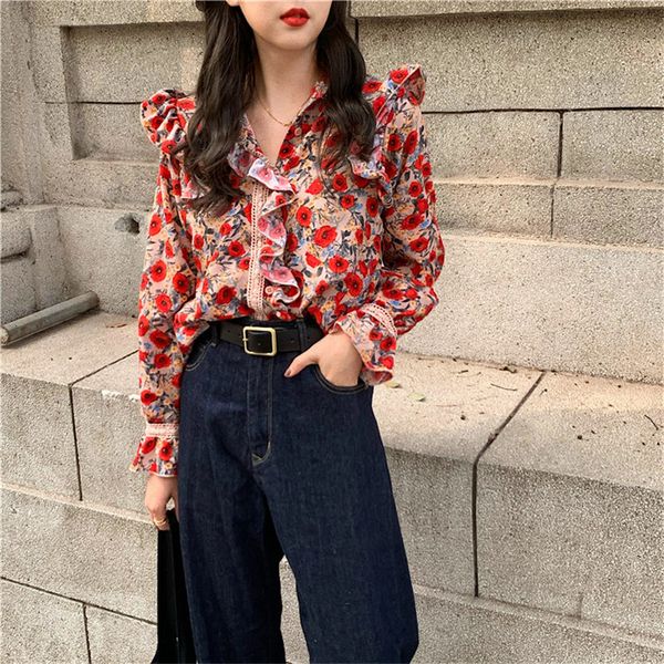 dress retro stand ruffles feminine casual vintage fashion print-floral chic loose elegant sweet all-match shirts, White
dress retro stand ruffles feminine casual vintage fashion print-floral chic loose elegant sweet all-match shirts, White