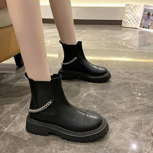 boots 2021 bare ladies solid color ankle fashion chain round toe square heel thicken keep warm set of feet, Black
boots 2021 bare ladies solid color ankle fashion chain round toe square heel thicken keep warm set of feet, Black