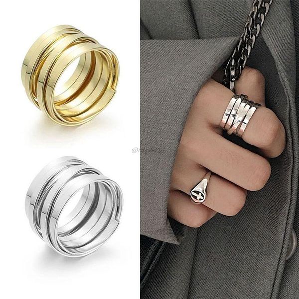 cluster rings minimalist retro temperament multi-layer wide ring female version simple wild for women girls, Golden;silver
cluster rings minimalist retro temperament multi-layer wide ring female version simple wild for women girls, Golden;silver