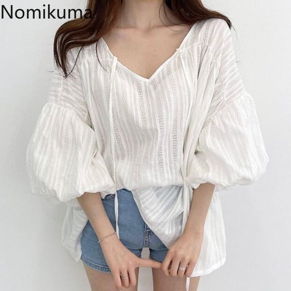 women's blouses & shirts nomikuma v neck lace up white blouse women summer loose vintage solid color casual korean chic blusas mujer
women's blouses & shirts nomikuma v neck lace up white blouse women summer loose vintage solid color casual korean chic blusas mujer