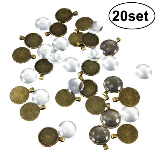 pendant necklaces 20 set round bezel trays with glass dome tiles 25 mm blanks cameo settings (bronze), Silver
pendant necklaces 20 set round bezel trays with glass dome tiles 25 mm blanks cameo settings (bronze), Silver