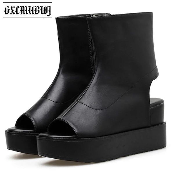 summer pu flock high platform women sandals open toe wedges heels simple solid ladies shoes punk gothic demonia dress, Black
summer pu flock high platform women sandals open toe wedges heels simple solid ladies shoes punk gothic demonia dress, Black