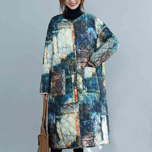 johnature women vintage thicken parkas print warm korean style coats pockets winter female casual warm o-neck coat 210521, Black
johnature women vintage thicken parkas print warm korean style coats pockets winter female casual warm o-neck coat 210521, Black