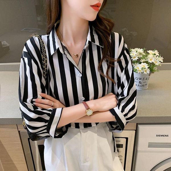women's blouses & shirts 2021 spring and summer loose striped shirt women retro light mature clothes long sleeve, White
women's blouses & shirts 2021 spring and summer loose striped shirt women retro light mature clothes long sleeve, White