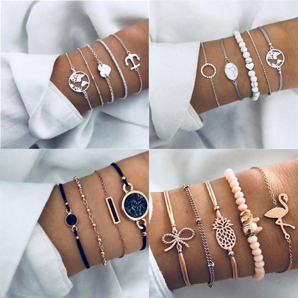 link, chain bohemian bracelet set for women shell star map lotus pineapple heart natural stone beads chains pendant bangle boho jewelry, Black
link, chain bohemian bracelet set for women shell star map lotus pineapple heart natural stone beads chains pendant bangle boho jewelry, Black