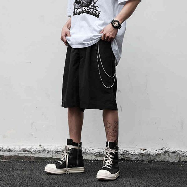 men's shorts harajuku straight black chain suit shorts for men and women oversize solid casual summer knee length pants, White;black
men's shorts harajuku straight black chain suit shorts for men and women oversize solid casual summer knee length pants, White;black