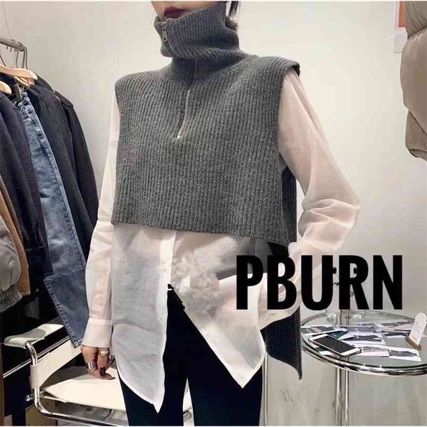 cool turtleneck zipper knitted vest thin perspective shirt two piece suit girls pullover winter short women sweater 210423, White
cool turtleneck zipper knitted vest thin perspective shirt two piece suit girls pullover winter short women sweater 210423, White