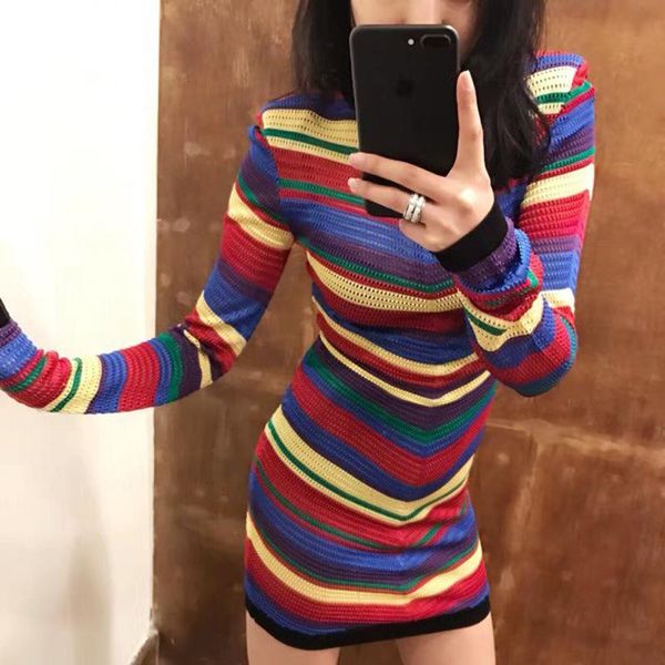casual dresses women's 2021 star bright rainbow stripe breathable mesh knitted dress, Black;gray
casual dresses women's 2021 star bright rainbow stripe breathable mesh knitted dress, Black;gray