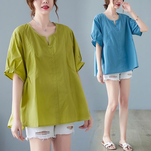 women's blouses & shirts summer women korean loose cotton shirt female casual short sleeve blouse ladies minimalist, White
women's blouses & shirts summer women korean loose cotton shirt female casual short sleeve blouse ladies minimalist, White
