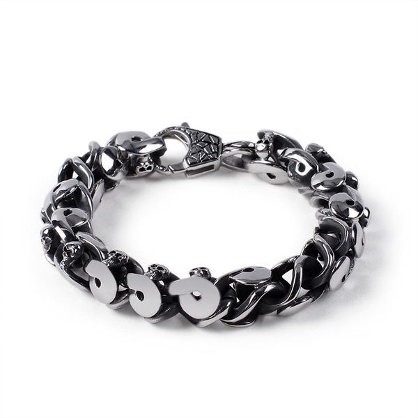 link, chain haolynjoy stainless steel retro twisted men's skull punk style unique bracelet jewelry accessories, Black
link, chain haolynjoy stainless steel retro twisted men's skull punk style unique bracelet jewelry accessories, Black