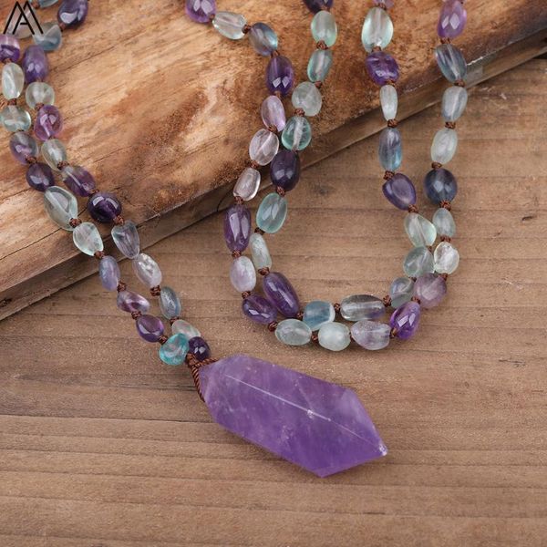 chains natural rainbow fluorite stone beads mala necklace double point amethysts quartz knot handmade healing jewelry, Silver
chains natural rainbow fluorite stone beads mala necklace double point amethysts quartz knot handmade healing jewelry, Silver