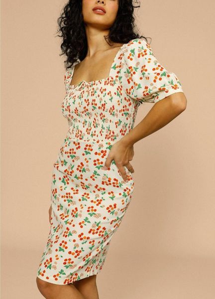 party dresses cherry print square collar women mini dress 2021 summer short puff sleeve waist slim holiday robe, White;black
party dresses cherry print square collar women mini dress 2021 summer short puff sleeve waist slim holiday robe, White;black