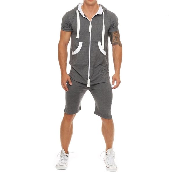 summer men cotton jumpsuits hoodies patchwork men's zipper sportswear casual hooded tracksuit with pockets short overalls, Gray
summer men cotton jumpsuits hoodies patchwork men's zipper sportswear casual hooded tracksuit with pockets short overalls, Gray