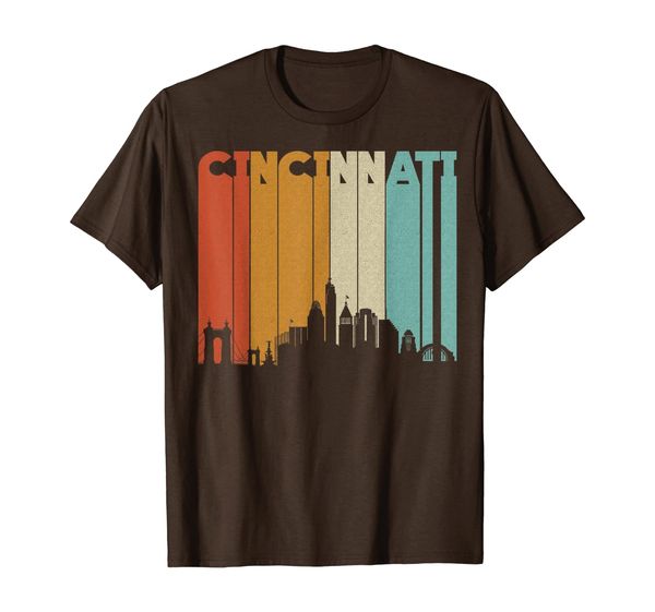 cincinnati retro skyline city t-shirt souvenir skyline, White;black