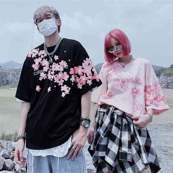 summer cherry blossom print short-sleeved shirt oversized cotton hip hop romantic men and women couple t-shirt 210623, White
summer cherry blossom print short-sleeved shirt oversized cotton hip hop romantic men and women couple t-shirt 210623, White